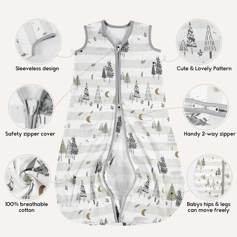 Yoofoss Baby Sleep Sack 12-18 Months 0.5 TOG Baby Wearable Blanket, 100% Cotton Infant Toddler Sleeping Sack 2-Way Zipper Lightweight Sleepsack, G...