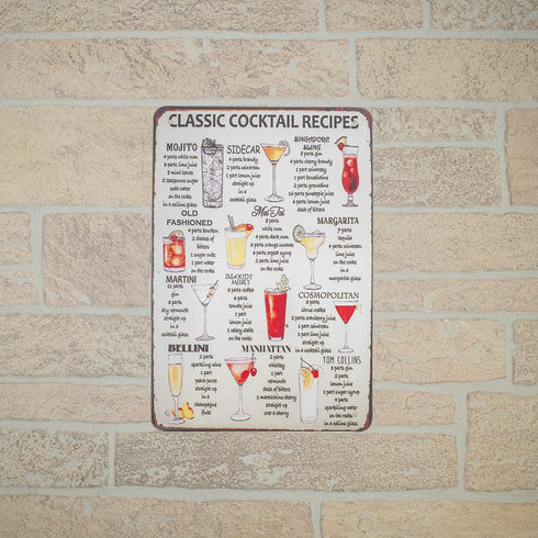 Treasure Gurus 8x12 Metal Retro Classic Alcohol Liquor Cocktail Recipes Wall Sign Tin Home Bar Menu Pub Art Decor...