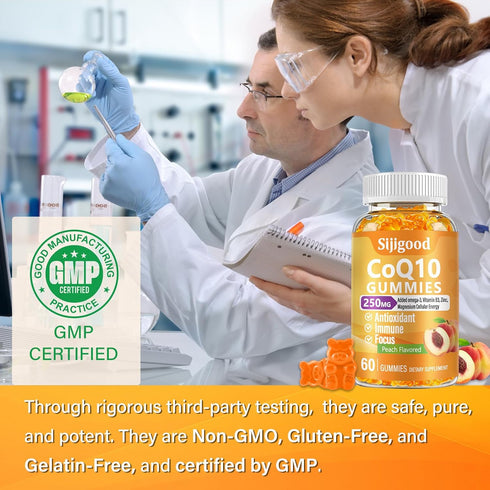 CoQ10 Gummies 250mg, Plus Omega-3, Vitamin B3 & Zinc, Magnesium, High Absorption Coenzyme Q10 Supplements for Boost Cellular Energy, Potent Antiox...