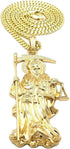 MENS SANTA MUERTE OUR LADY OF HOLY DEATH PENDANT BOX,ROPE CUBAN CHAIN NECKLACE (Cuban Chain Gold)...