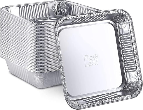 Fig & Leaf (20 Pack) 7” x 7” Square Baking Cake Pans| Disposable Aluminum Foil Tins l Portable Food Containers l Perfect for Roasting Toaster Oven...