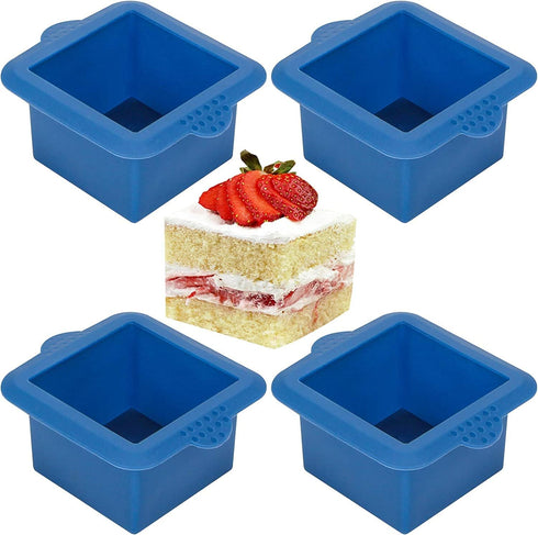 Webake Silicone Square Mold 3x3 Inch Mini Cake Pan for Individual Portion Baking Molds for Pastry, Ice Cube, Jelly, Soap, Candle, Pack of 4...