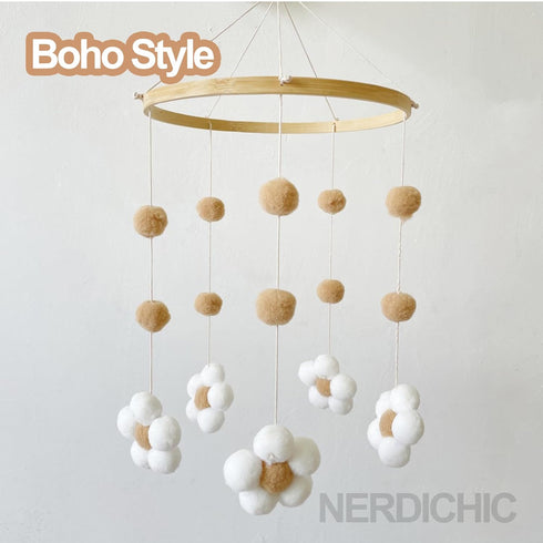 Baby Crib Mobile for Boys Girls, Boho Nursery Decor Mobile for Bassinet, Gender Neutral Mobile Crib Accessories for Infant Bedroom Hanging - Felt ...