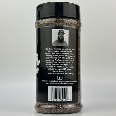 Smoke Trails BBQ BRISKET RUB | BBQ Rub for Texas Brisket by Steve Gow | Great on Brisket, Beef Short Ribs, Steaks, and more...