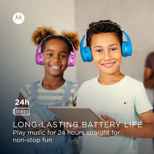 Motorola Sound JR300 Bluetooth Wireless Toddler Headphones with Microphone - Foldable Over Ear Kids Bluetooth Headphones with Safe Volume Limit 85...