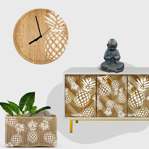 Pineapple Stencil Template - Ideal for Painting on Walls, Wood, and Crafts - 8.5 x 11 Inch DIY Arts and Crafts Projects - LIONX...