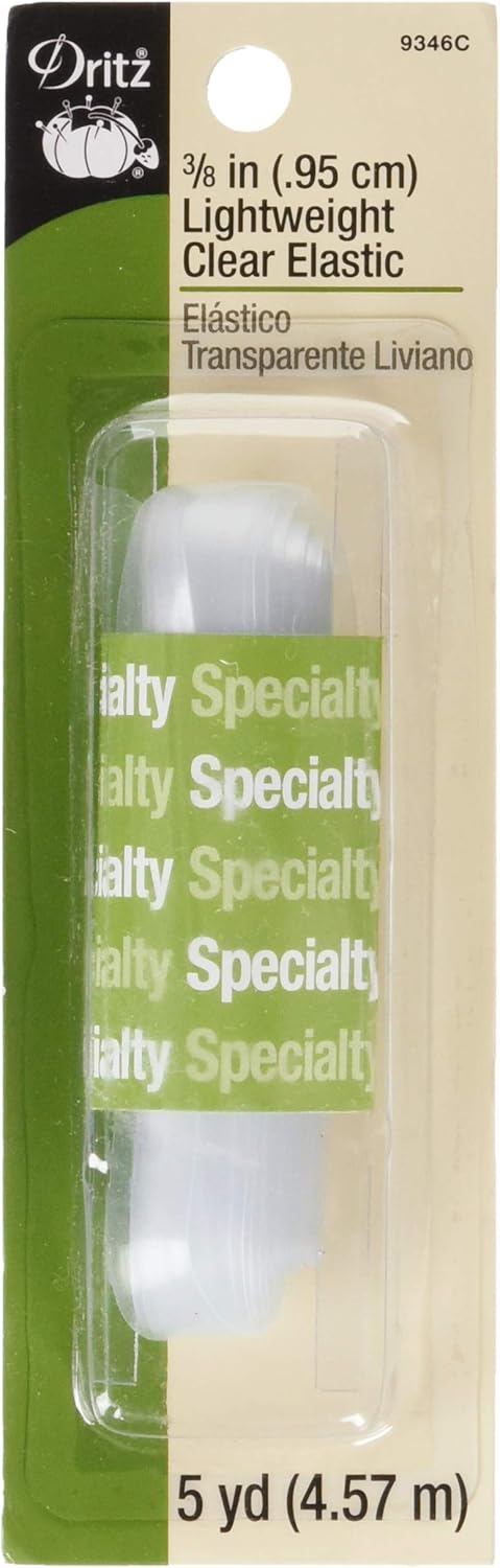 Dritz 9346C Lightweight Elastic, Clear, 3/8-Inch by 5-Yard...