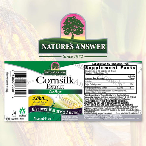 Nature's Answer Alcohol-Free Cornsilk 2000mg 1oz Extract | Urinary Tract Support | Natural Diuretic | Gluten-Free, Non-GMO, Vegan | Single Count...