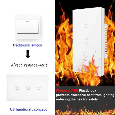 Jinvoo WiFi Wall Light Touch Panel Switch, 2.4GHz WiFi Light Switch Smartphone Remote Control, Remote Control Smart Life/Doodle App, Timer, Alexa ...