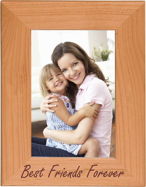 CustomGiftsNow Best Friends Forever Engraved Natural Alder Wood Picture Tabletop/Hanging Photo Wooden Frame (4x6-inch Vertical)...