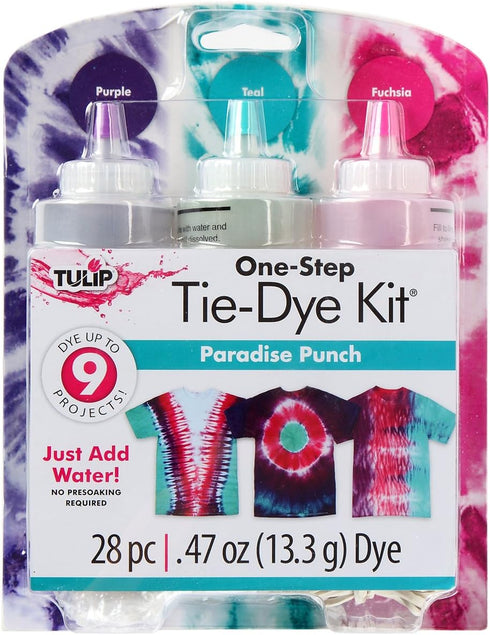 Tulip One-Step Tie-Dye Kit Premium Supplies, Easy Techniques & Fabric Designs Tie Dye, Paradise Punch 3 Color Kit...