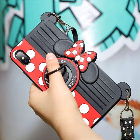 for iPhone 12 Mini Case Cute 3D Carton Camera with Rotating Ring Grip Holder Kickstand Lanyard Teens Girls Women Soft Silicone Phone Case Rubber C...