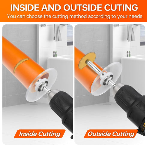 Inside Pipe Cutter for PVC Pipe, Cutter Tool Set with Scale Adjustable Depth Gauge, 5PCS Saw Blades and Hex Shank, Internal Plastic ABS Pipe Cutte...