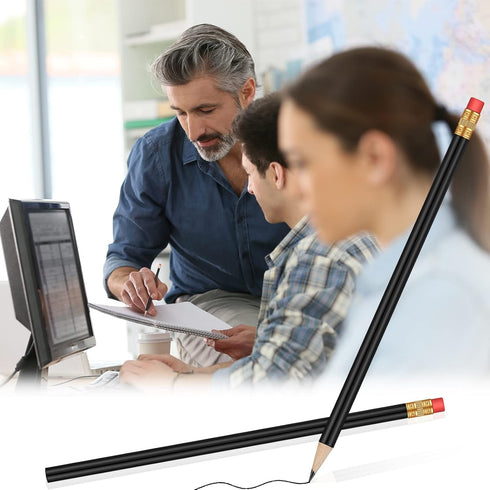 24 Pieces Round Pencils HB Graphite Pencils Wood Pencils with Eraser Cute Pencil Pack for School Drawing Sketching Wedding Office Supplies(Black)...