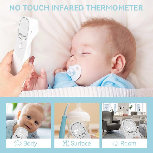 Berrcom Non Contact Infrared Thermometer Digital Forehead Thermometer for Adults and Kids Temperature Thermometer 3 in 1 with Fever Alert Touchles...