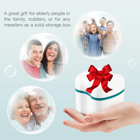 Annhua Retainer Cleaning Case Partial Denture Case, Large Retainer Cleaner Case with Strainer, ABS Travel Denture Cups for Soaking Dentures and Fa...