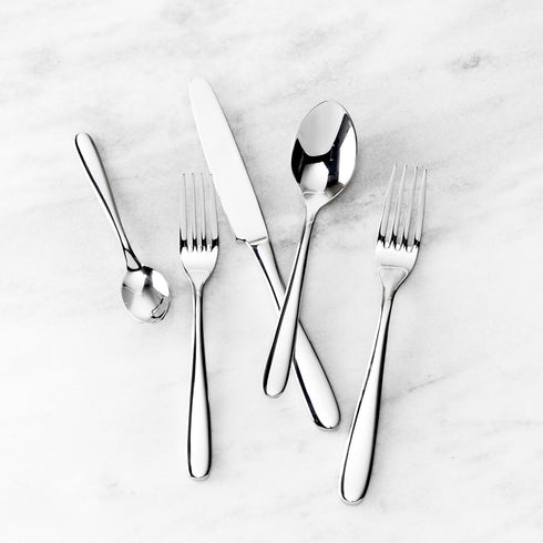 Fortessa Grand City 18/10 Stainless Steel Flatware, 5 Piece Place Setting, Service for 1 , Silver -...