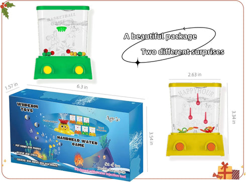 Boys Girls Children's Handheld Water Toy Games Mini Console Pocket Toy for Kids Water Ring Car Travel Toy Games (Wiiperm0001, Yellow basketball an...