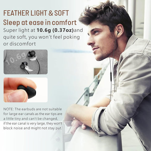 Hearprotek Sleep Earbuds, 2 Pairs Soft Comfortable in-Ear Earphones with mic-Low Profile Noise Reduction Headphones for Sleeping on Side, snoring,...