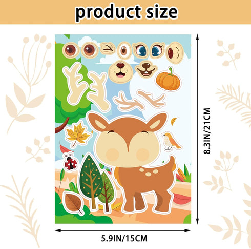 24 Sheets 8.3''×5.9'' Make Your Own Jungle Animal Stickers for Toddlers Kids Party Favors, Make a Face Stickers for Kids Activities Supplies Craft...