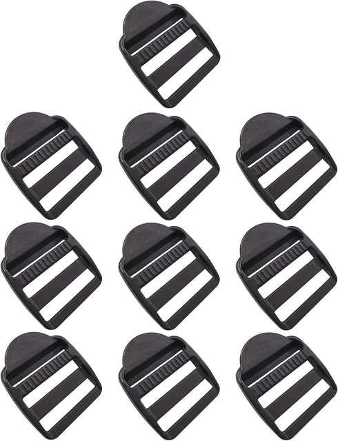 10 Pcs 1-1/4" (32mm) Plastic Slide Buckle Tension Locks Triglide for Belt Backpack Camping Bag Belt Suitcase (Black)...