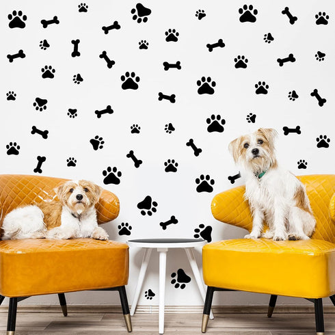 76 Pieces Dog Paw Decal Paw Print Sticker Dog Room Decor for Walls Pup Removable Vinyl Wall Sticker Decoration Animal Footprint for Nursery Bedroo...