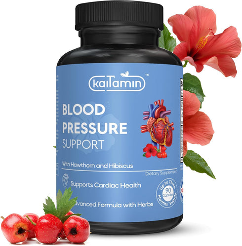 Blood Pressure Support Supplement with Garlic, Hibiscus, and Hawthorn - Supports Cardiac Health and Circulation, Healthy Heart-Supporting Herbs an...
