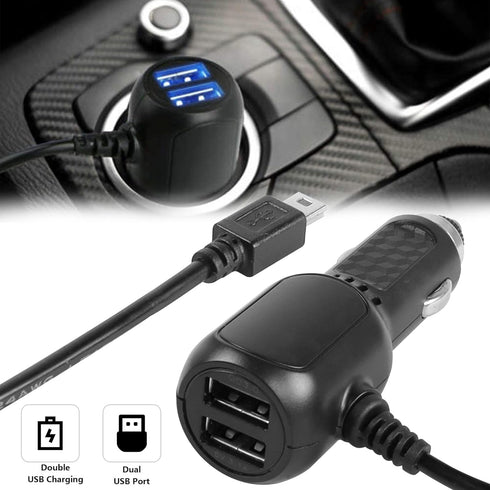 MEIRIYFA Dash Cam Power Cable, Dash Cam Charger Mini USB, QC3.0 Fast Vehicle Car Charger with Dual USB Ports for Various Models of Car DVR, Naviga...