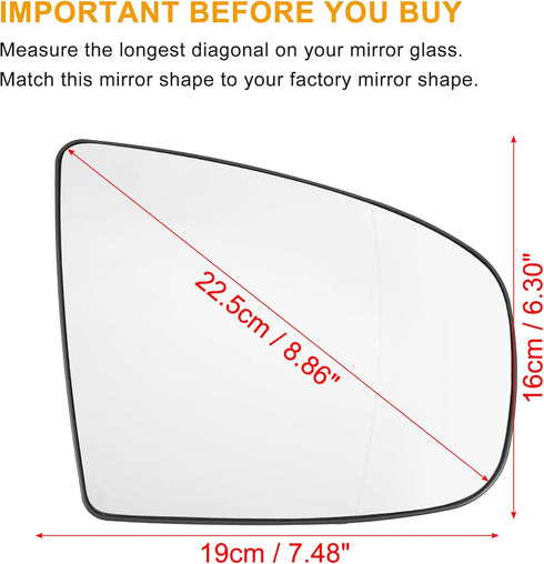 uxcell Car Right Passenger Side Heated Mirror Glass Replacement W/Backing Plate for BMW X5 2007-2011 for BMW X6 2008-2011 No.51167174980/511672981...