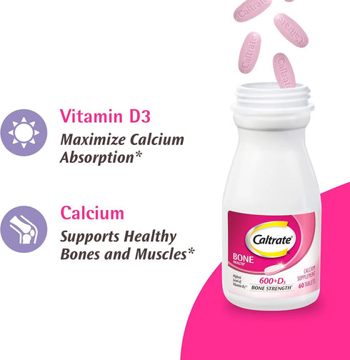 Caltrate 600 Plus D3 Calcium and Vitamin D Supplement Tablets, Bone Health Supplements for Adults - 120 Count...