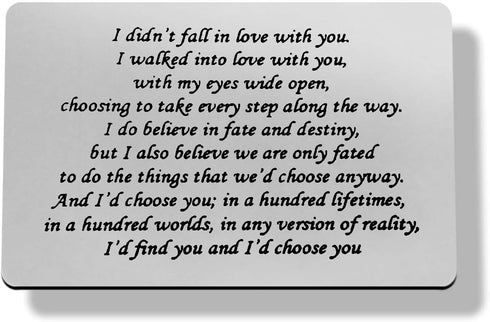 Stainless Steel Engraved Wallet Insert Sentimental Keepsake Personalized Wallet Card for Him Husband Boyfriend Gifts for Anniversary Birthday, I W...