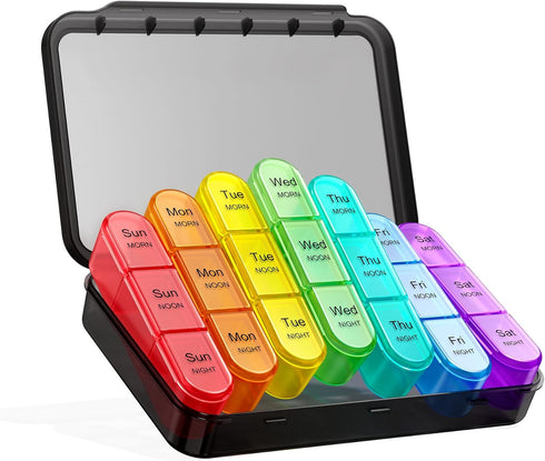ASprink Pill Organizer 3 Times a Day - Medicine Pill Organizer - Weekly Pill case - Daily Pill Box 7 Day Organizer Container for Vitamins and Medi...