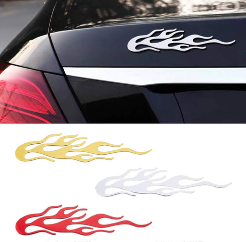 SUPERFINDINGS 6PCS 3 Colors 8x1.9Inch Flame Decals Plastic Flame Car Stickers Decals for Motorcycle Car Window Wall...
