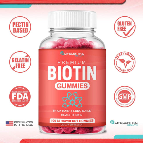 Biotin Gummies for Hair Growth | Max Strength Biotin 10000mcg Prevents Thinning and Loss | Chewable Biotin Supplement For Women Men and Kids | 100...