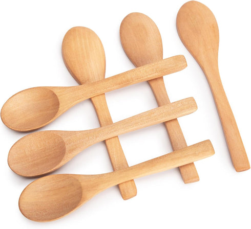 HANSGO 6PCS Small Wooden Spoons, Small Soup Spoons Serving Spoons 6inch Wooden Teaspoon for Coffee Tea Jam Bath Salts...
