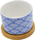 Cute Colorful Japanese Style Ceramic Succulent Cactus Flower Plant Pots with Bamboo Tray (Plant Not Included)...