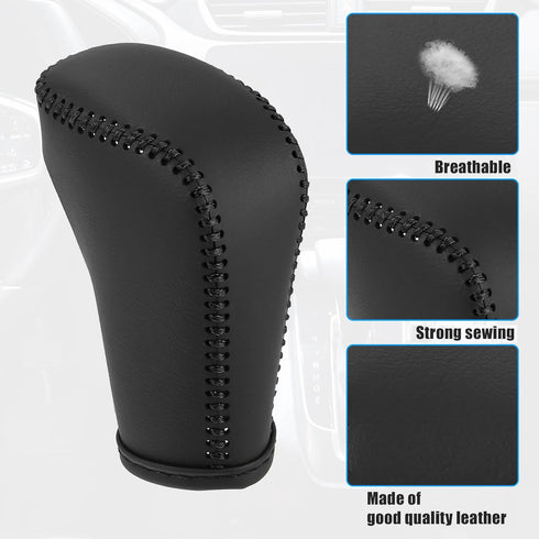 Unifizz Car Interior Faux Leather Gear Shifter Knob Cover Transmission Boot Lever Black for Honda Accord 2018-2022 Black Stitches...