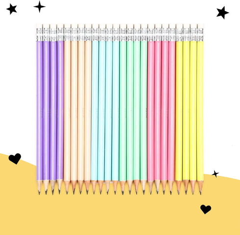 Yoobi #2 Pencils - Pre-Sharpened Pencils in Cute Pastel Colors - Pink, Lavender, Yellow, Mint Green, Baby Blue & Peach - Fun School & Office Suppl...