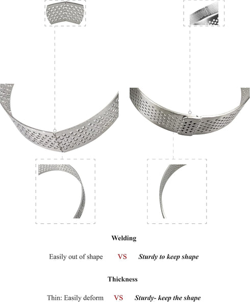 4 Pieces Perforated Tart Ring, 8cm High Grade Stainless Steel Heat-Resistant Cake Dessert Ring, 3.15 inch Pastry Mold Round...