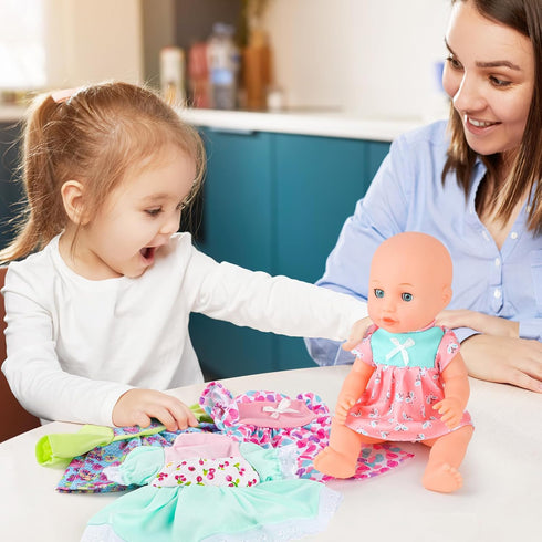 deAO Baby Doll Clothes for 12 Inch Dolls,6 Sets Doll Clothes and Accessories,6 hangers,Dress Up Fun,Doll Outfits Accessories Underwear for Doll Gi...