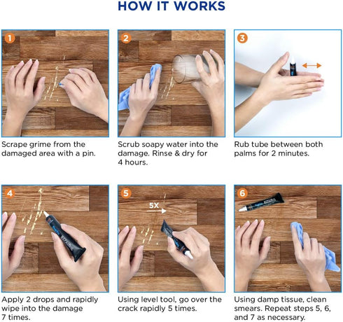 MagicEzy Wood Scratch RepairEzy – (Clear) - Scratched Wood Repair - Hardwood Floor Touch Up - Furniture Scratch Remover - Glossy, Ultra Strong Cle...