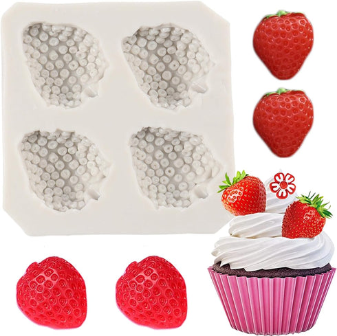 Strawberry Fondant Molds Fruit Chocolate Silicone Molds for Cake Decoration Cupcake Topper Sugar Craft Chocolate Candy Polymer Clay Gum Paste...