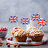 100 Pack British Flag Toothpicks Union Jack Cupcake Topper Picks for Birthday Party Cake Decorations...