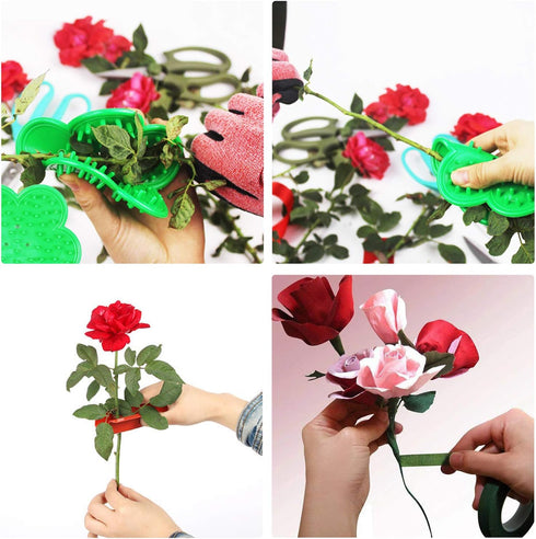 Woohome 5 PCS Garden Pruning Shears Scissors Kit, Rose Stripper Thorn Remover, Tree Pruner Hand Tools, Leaf Stripping Tool and Floral Gloves for G...