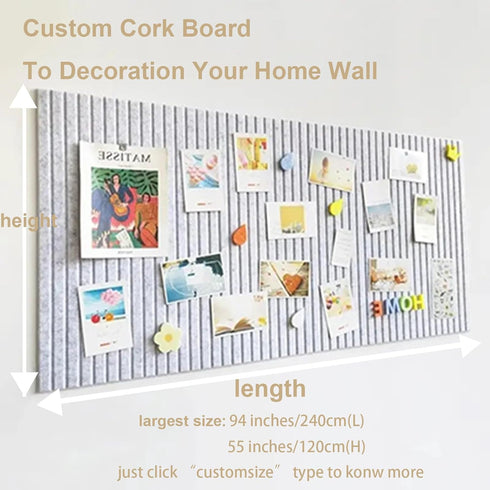 24 x 16" Large Bulletin Board, Decorative Felt Pin Board, 0.35“ Thick Foldable Photo Display Board with Self-Adhesive Tape, Vision Board for Schoo...
