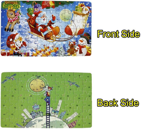 60 Piece Wooden Jigsaw Puzzle in an Box Merry Christmas Xmas Santa Claus Early Childhood Education Puzzle Wooden Cartoon Toys...
