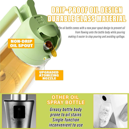 Oil Sprayer for Cooking,2 in 1 Olive Oil Dispenser and Oil Sprayer 470ml Olive Oil Spritzer,Oil Sprayer for Air Fryer, Salad,Roasting,BBQ...