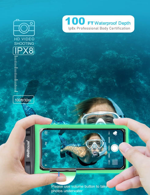 wellhouse Waterproof Phone Pouch, Waterproof Phone Case for iPhone 15 14 13 12 Pro Max XS Samsung, IPX8 3D Cellphone Dry Bag Beach Essentials-Lumi...