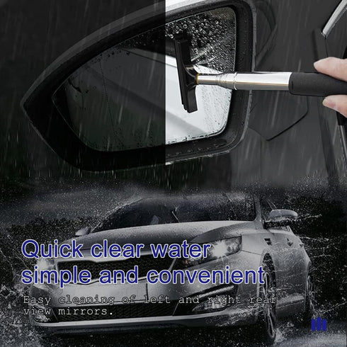 Car Rearview Mirror Wiper Telescopic Auto Mirror Squeegee Cleaner, Retractable Rear-View Mirror Wiper Snow Brush and Ice Scraper, Telescopic 98cm ...