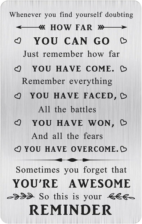 Inspirational Gifts for Men Women, Sometimes You Forget You're Awesome, Metal Engraved Motivational Quotes Wallet Card, Whenever You Find Yourself...